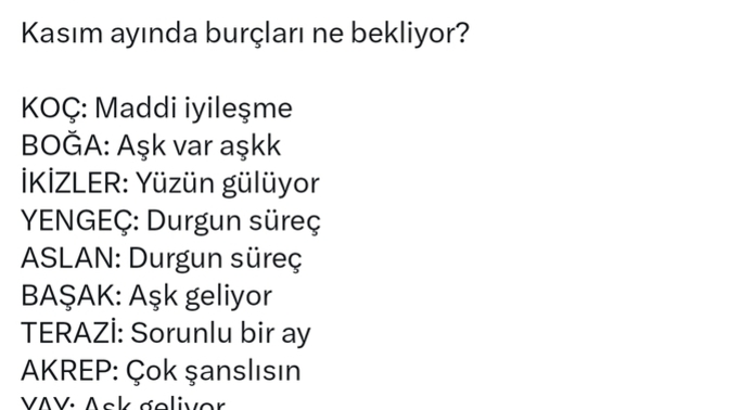 Burcunuza göre Kasım ayında sizleri neler bekliyor?
