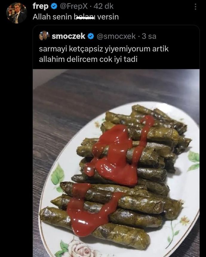 Yaprak sarmasına ketçap sıkar mısınız?