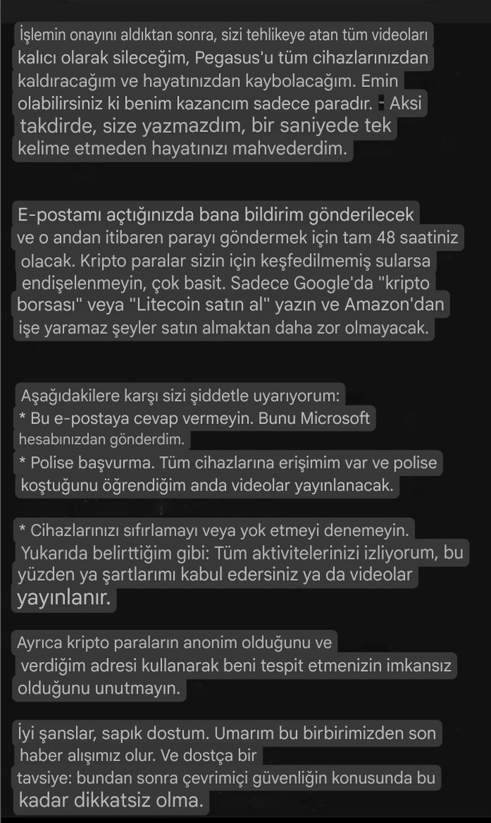 E-mail üzerinden özel videolarımın yayınlacağını söyleyen birisi tarafından tehdit ediliyorum. Dolandırıcı olabilir mi?