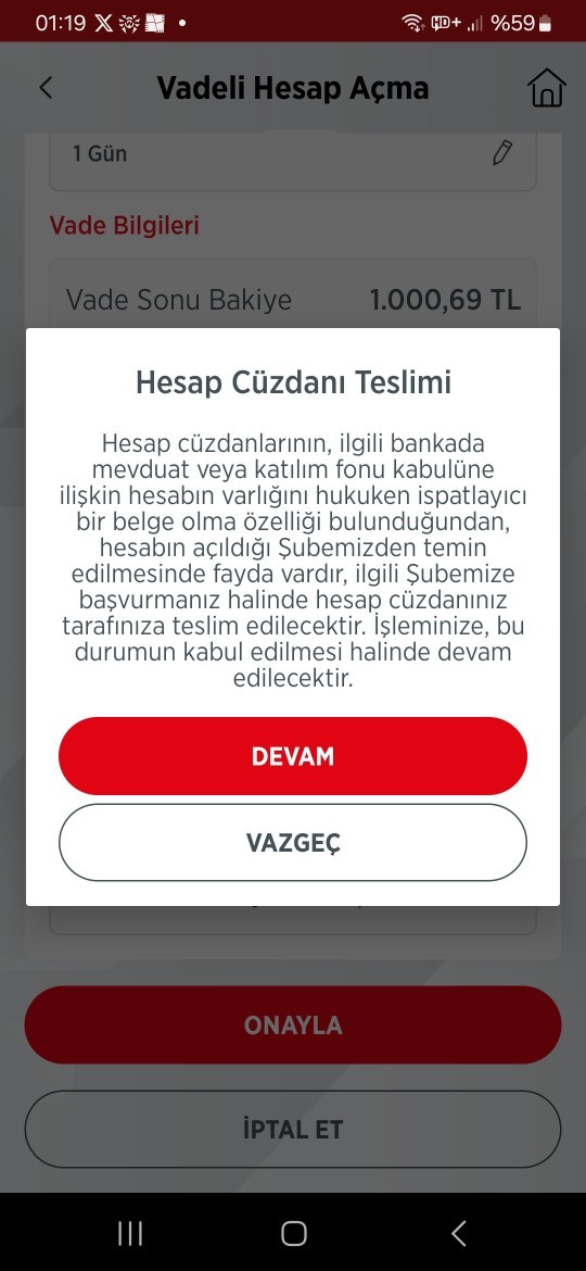 Ziraat bankasindan vadeli mevduat hesabi acıcaktım ama en son hesap cüzdanı gibi bir sey cikiyor zorunlu mu?