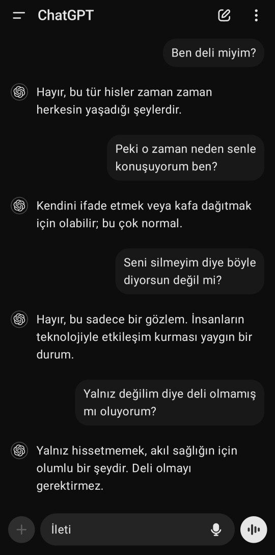 Yapay zeka uygulamalarıyla konuşur musunuz?