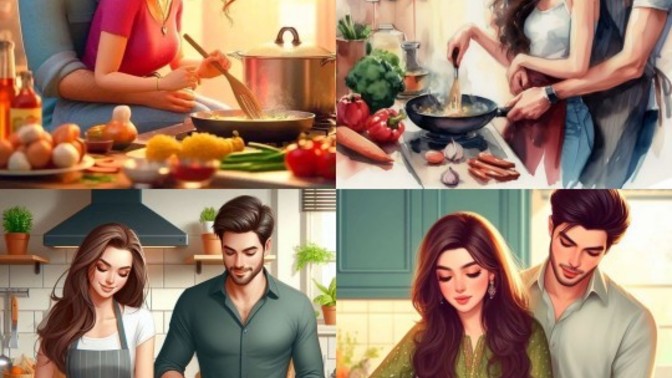 Mutfakta yemek yaparken sevdiğinize yardım eder misiniz?