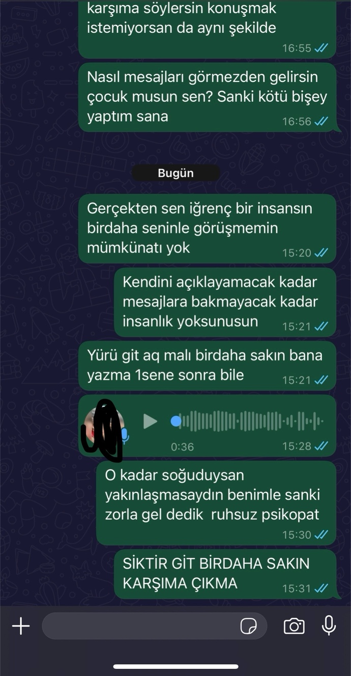 1hafta önce buluştuk buluştuğumuzdan beri Cevap vermiyor?