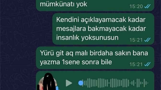 1hafta önce buluştuk buluştuğumuzdan beri Cevap vermiyor?