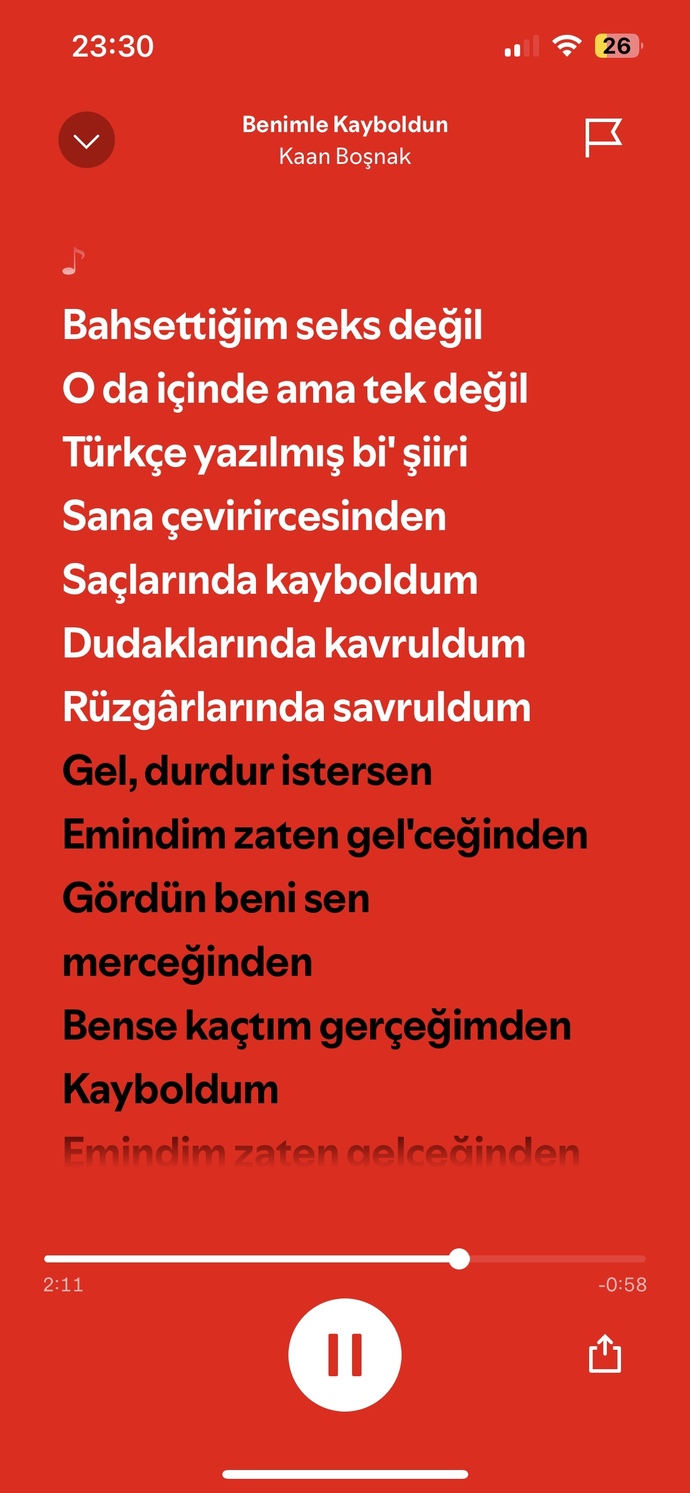 Böyle dinlerken bu benden o tanımadıgım dogru kişiye gelsin dediğiniz bir parca var mı?