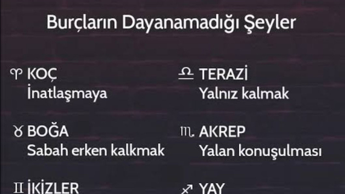 Burçların dayanamadığı şeyler nedir?
