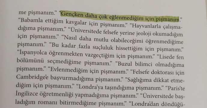 Pişmanlıklar Kitabından bir kesit