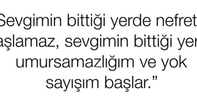 Sevginizin bittiği yerde nefretiniz mi başlar?