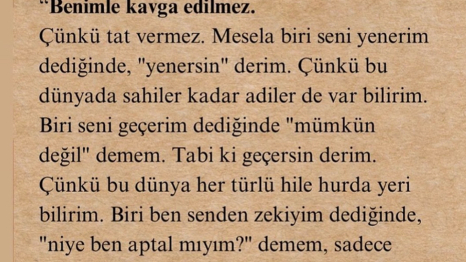 Seninle kavga etmek tat verir mi?