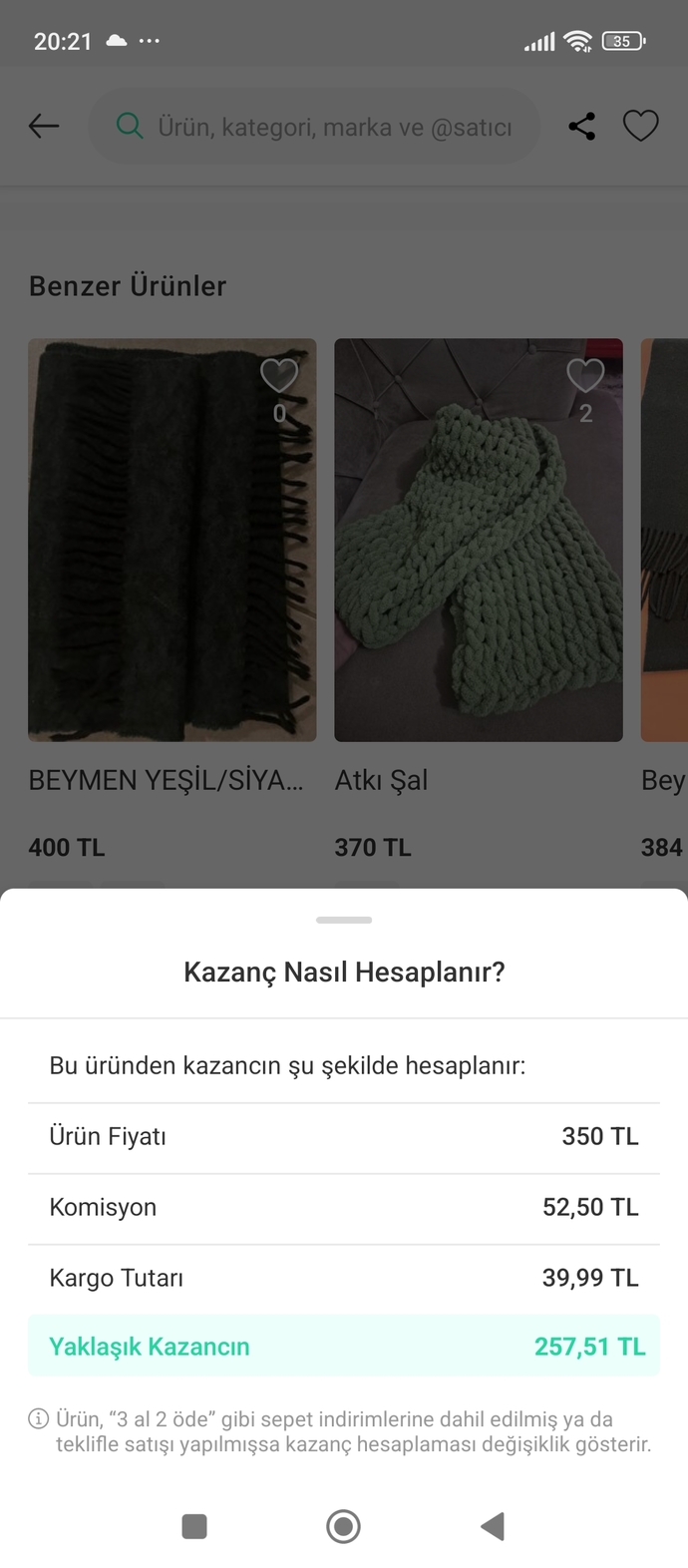 Yaklaşık kazancimin içinden ekstradan malzeme ucretinide cikaralim.
