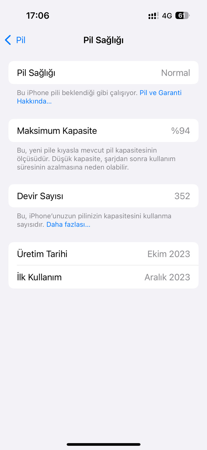 İphone 15 telefonun pil ömrünün 11 ayda %95 e düşmesi normal mi?