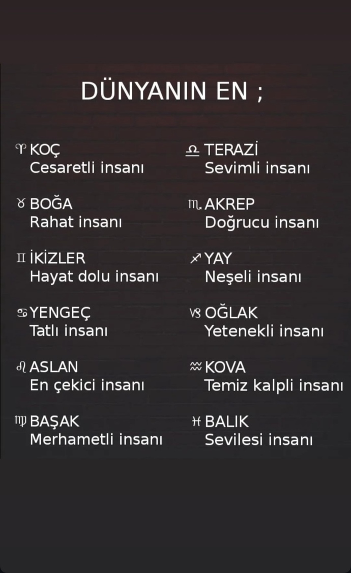 Dünyanın en nesidir burçlar?