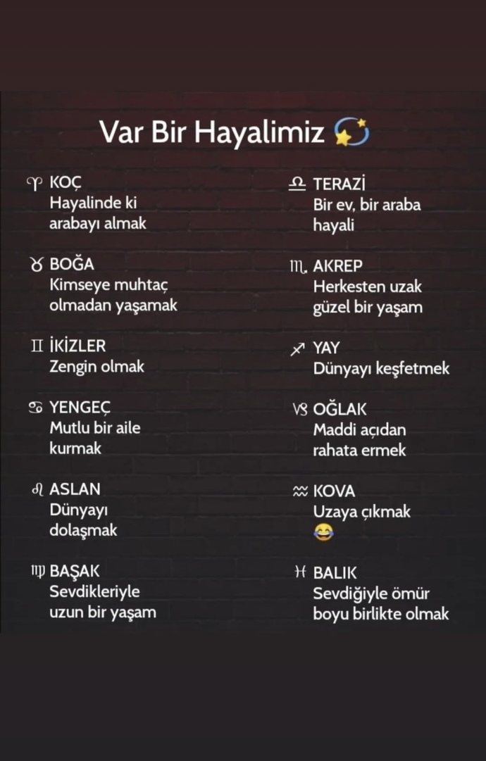 Burçların hayalleri nelerdir?