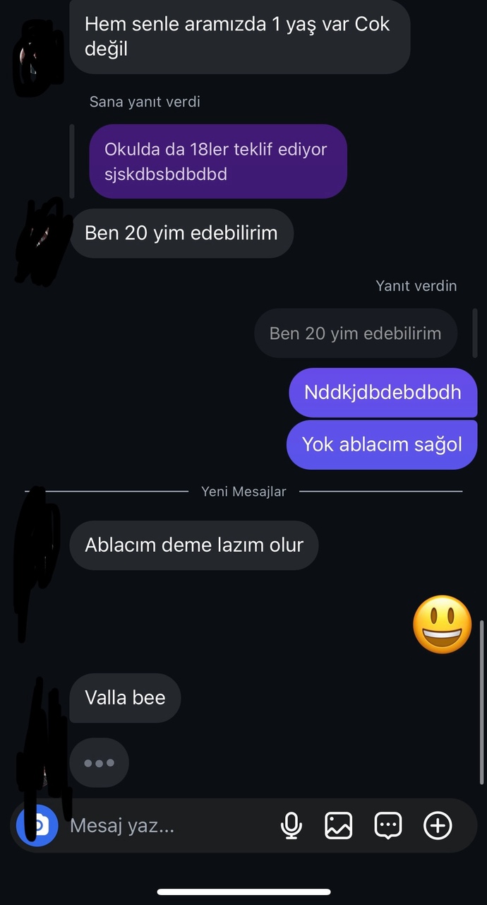 Neden hep küçükler bana yazıyor🤦🏼♀️?