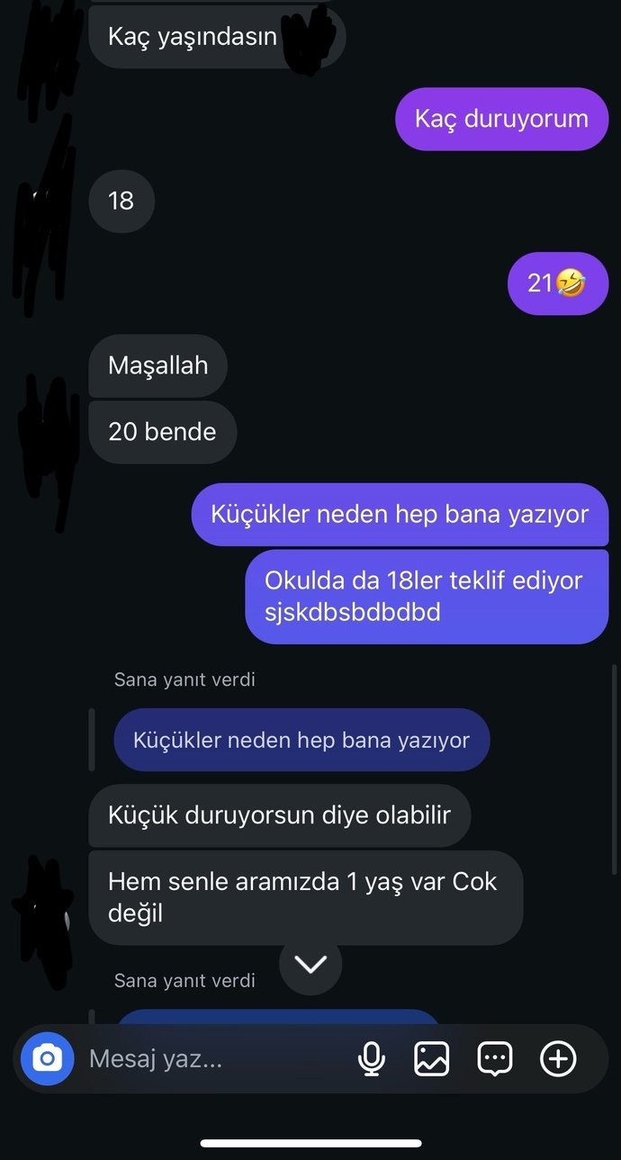 Neden hep küçükler bana yazıyor🤦🏼♀️?
