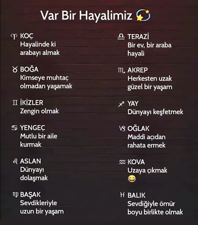 Var bir hayalimiz dediğin o hayalin ne?