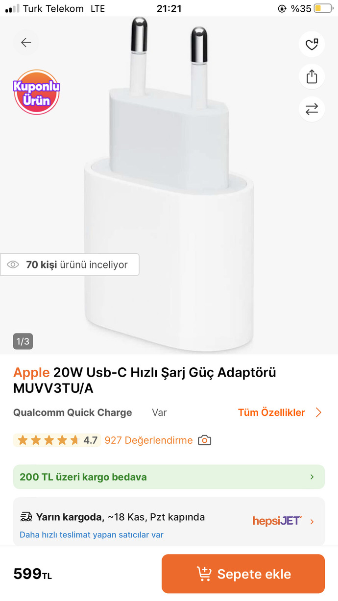 Apple için şarj aleti önerisinde bulunur musunuz?
