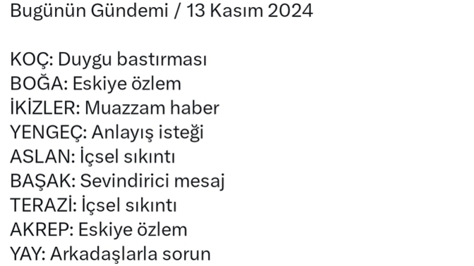 Burcunuzun bugünkü gündeminde ne var?