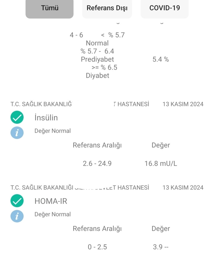 Sağlıkçı varsa değerlerimi yorumlayabilir mi?