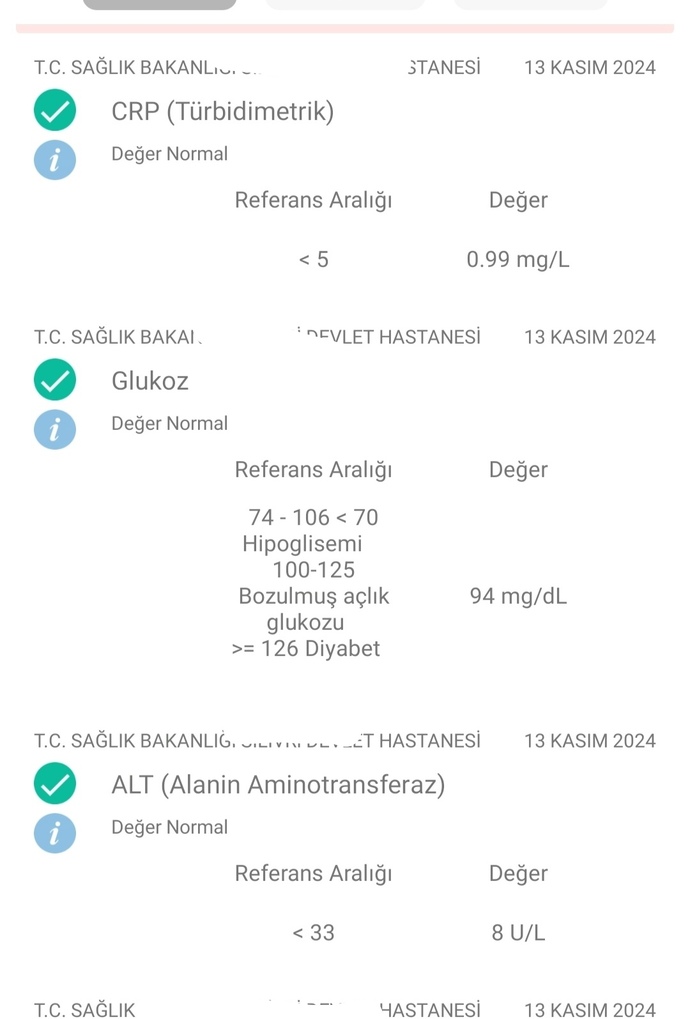 Sağlıkçı varsa değerlerimi yorumlayabilir mi?
