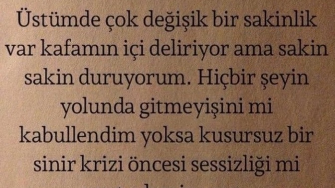 Kafanız ne kadar karışık ve ne kadar sakinlik var üzeriniz de?