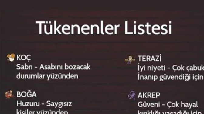 Sizin neyiniz tükendi?
