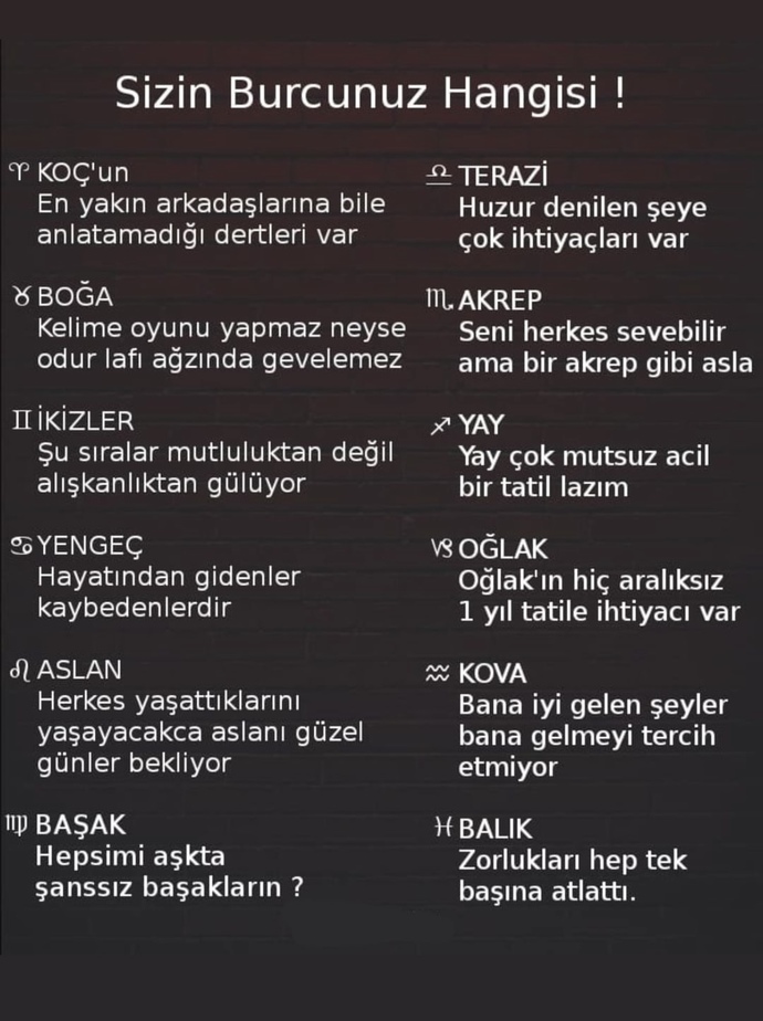 Sizin burcunuz hangisi sizce?