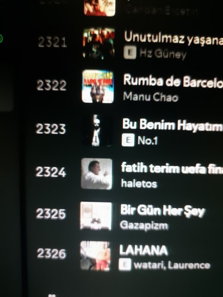 Müzik listenizde kaç şarkı var benim 2350?