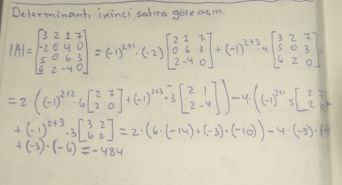 Matris ve determinantlar çözümü?