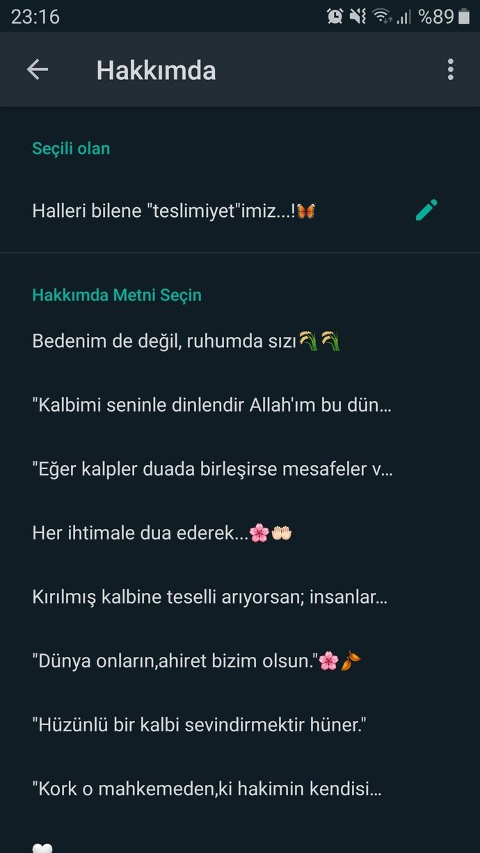 Whatsapp durumunuzda (hakkında kısmında) ne yazıyor?