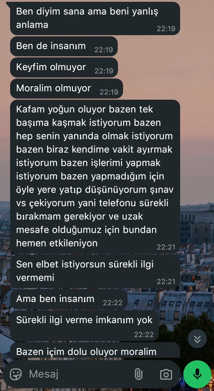 İlgi istediğim için bunları yazdı haklı mı?