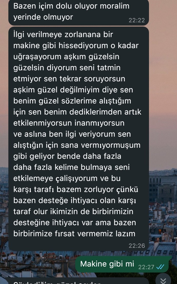 İlgi istediğim için bunları yazdı haklı mı?