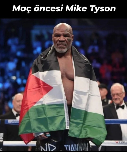 Mike Tyson maça Filistin bayrağı açarak çıktı çok duyarlı bir hareket değil mi?