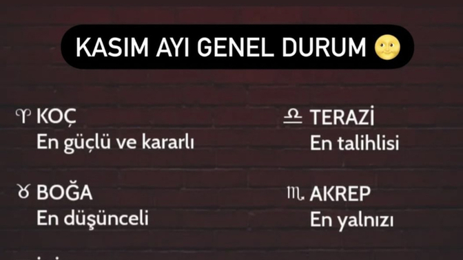 Burçlar Kasım ayı genel durum nedir?