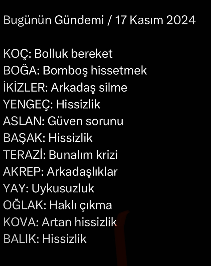 17- Kasım bugün gündeminiz böyle mi?
