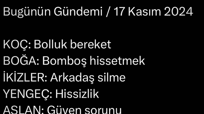 17- Kasım bugün gündeminiz böyle mi?