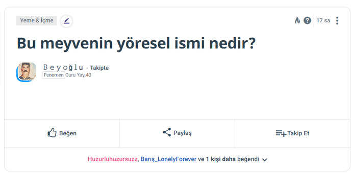 Bu meyvenin yöresel ismi nedir?