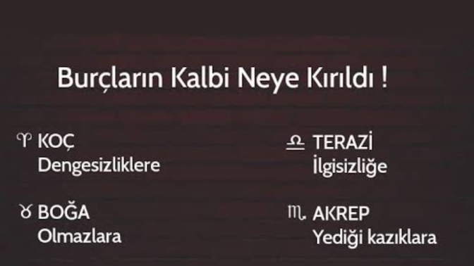 Burçların kalbi neye kırıldı?