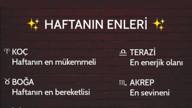 Burçlar da haftanın enleri nelerdir?