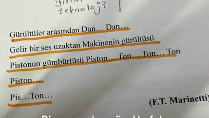 Marinetti’nin şiirini birlikte yorumlayalım mı?