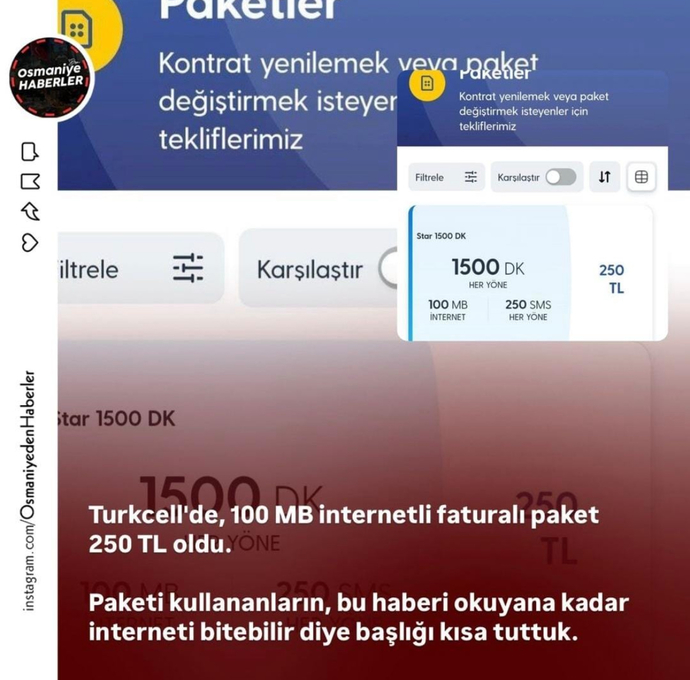 Turkcell en ucuz tarife 250₺ oldu ne dusunuyorsun?