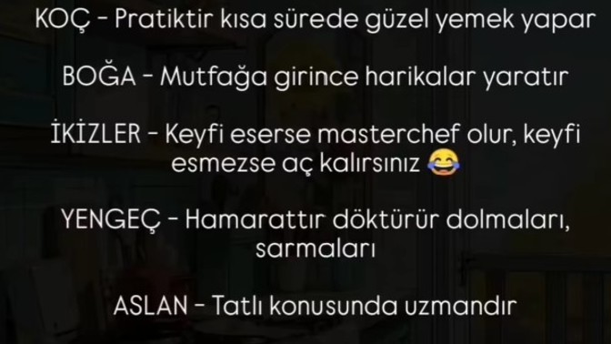Burçlar yemek yapmada nasıldır?