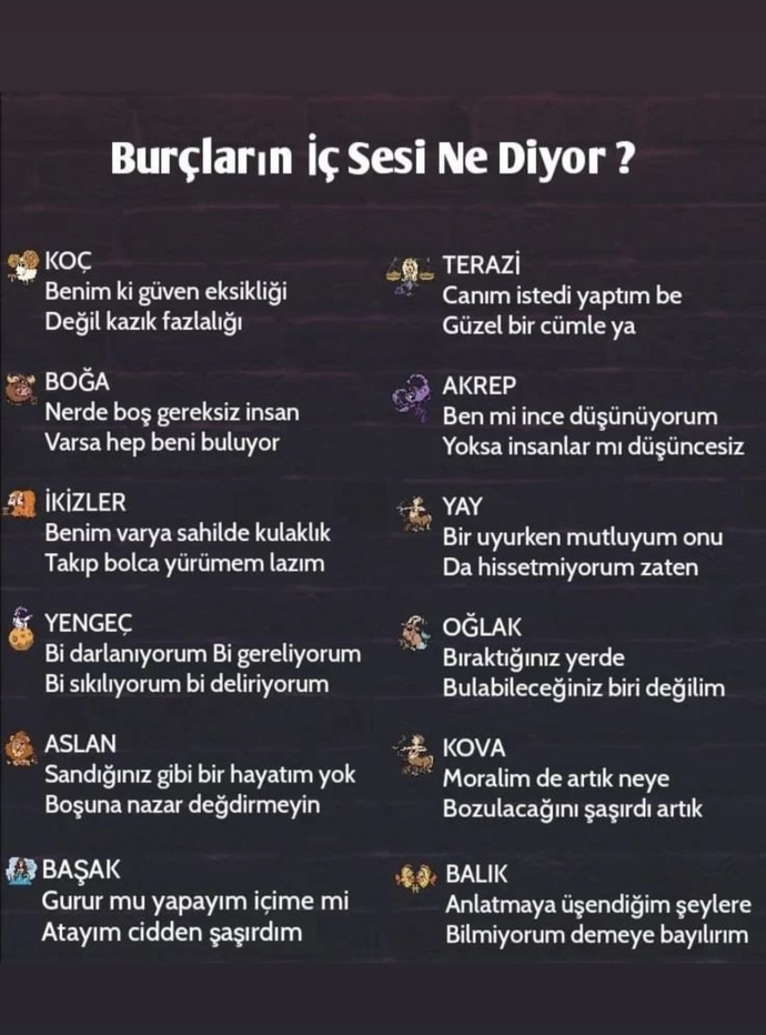 Burçların iç sesi ne diyor?