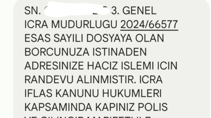 İcra mesajı :(( lütfen bakar mısınız?
