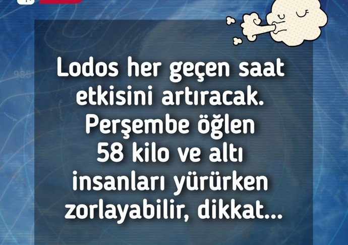 Dışarıda Lodos var kilo uyarisi yapildi?