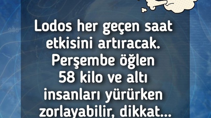 Dışarıda Lodos var kilo uyarisi yapildi?