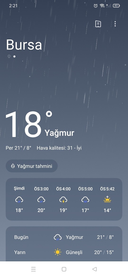 Ne umutlarım bugün teşekkür ederim yağmur?