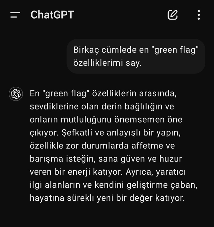 Senin en green flag özelliğin ne?