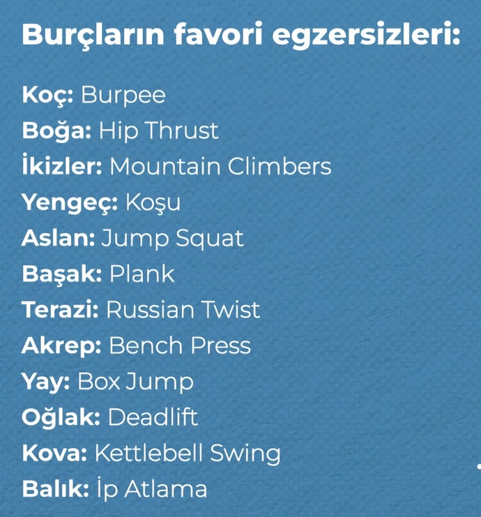 Burçlar spor salonuna giderse hangi egzersizleri yaparmış?