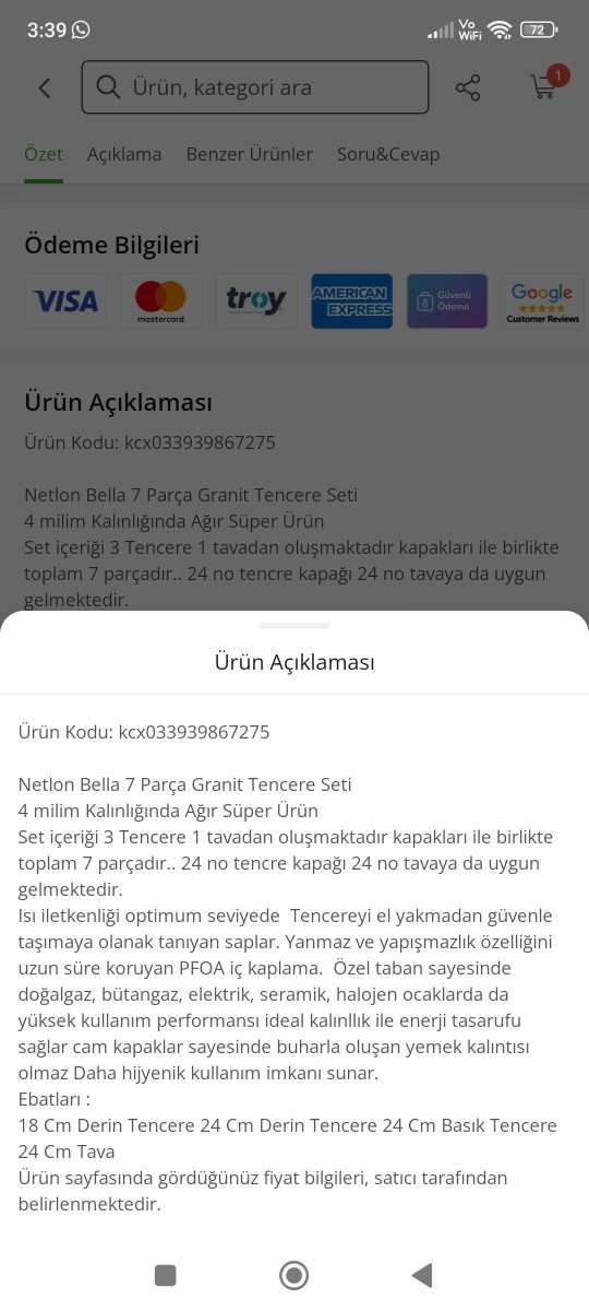 Bu tencere setinin tencenin kendisi nedir acaba?